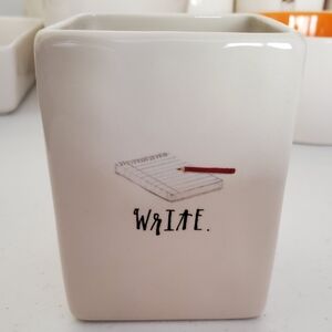👩‍🏫🎄 NEW RAE DUNN "WRITE" PEN/PENCIL HOLDER & "HOLD" TRAY 🎄👩‍🏫